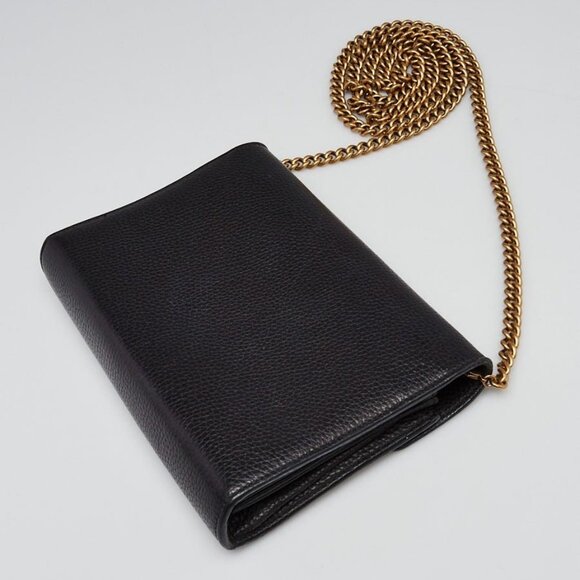 Gucci Black Pebbled Leather Marmont Mini Chain Bag - Picture 2 of 12